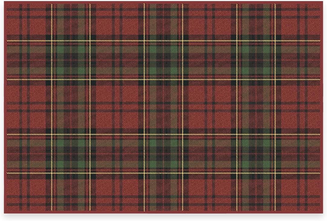 RUGGABLE Washable Plaid Area Rug  Dress Stewart Tartan Red 2x3, Stain-Resistant, Non-Slip  Small Machine Washable Rugs for Living Room, Bedroom, Hallway, Entryway & Bathroomwith Standard Pad