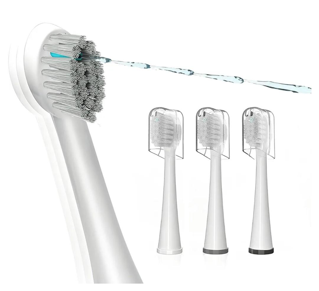 Replacement Brush Heads for Waterpik Sonic Fusion 2.0 - Flossing Toothbrush Head for Water pik with Color-Coded Rings & Hygienic Caps - 3 Pack White Soft Bristles - Compact Size