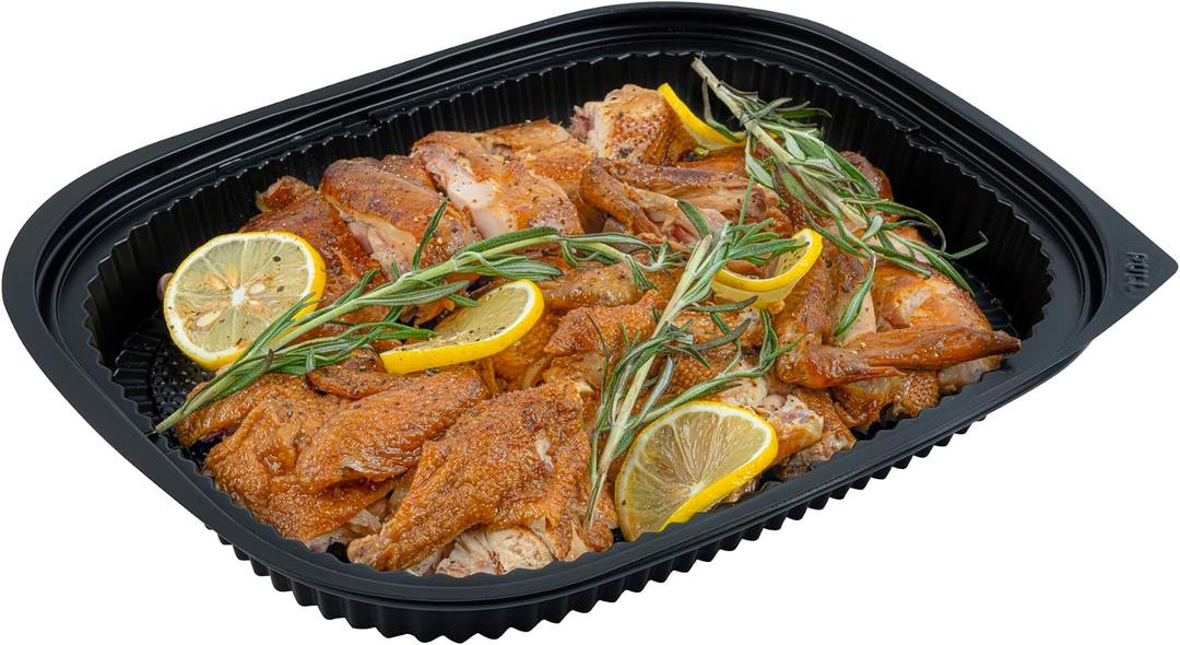 Restaurantware-Chef 101 59 Ounce Food Containers, 100 Microwavable To Go Box - Durable, Stackable, Black, Plastic Rectangular Containers, Pack Hot And Cold Food, For Takeaway, Disposable