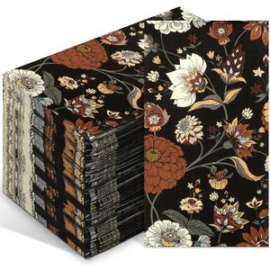 100 Pcs Guest Napkins Disposable Paper Elegant Dinner Hand Napkin for Birthday Party Bathroom Wedding Holiday Graduation Bridal Baby Shower Metallic Decorative Towels (Retro Style)