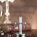 2 x Frienda 12 Pcs Baptism Mini Standing Crosses Metal Crucifix First Communion Table Centerpiece 1.97‘' Cross Bulk Catholic Tabletop for Christian Religious Party Decor Craft Church Prayer Gift(Silver)