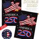 America 250 Flag American July 4th Banner Pole Kit Flags for Outside House Decoration Gift Official Licensed Canvas Textile Wall Decor Independence Day Tapestry USA 250th Anniversary Merchandise