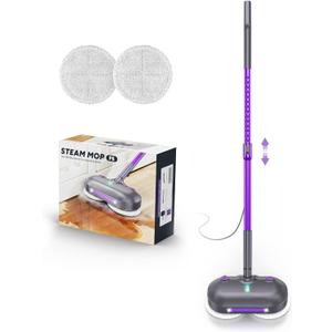 Scrub & Steam Mop with Rotating Mop Pads, All-in-One Scrubbing and Sanitizing Floor Cleaner, XL Water Tank, 23FT Cord, LED Headlights,Self-Standing for Hard Floor Laminate Marble Floors