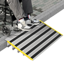 5" Rise Door Threshold Ramps for Doorways, Stable Yellow Edge, Aluminum Wheelchair Ramp for Home Steps, Adjustable Modular Entry Ramp for Scooters, Power Chairs, 880LBS Load Capacity