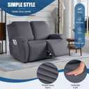 TAOCOCO Recliner Loveseat Slipcover, 2 Pieces Polyester Fabric Stretch Sofa Covers for 2 Seat Reclining Couch, Soft Washable Furniture Protector with Pockets (2 Seat, Dark Gray)