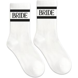 Mr&MrsGifts Bride Socks Wedding Gifts Bridal Shower Gift for Bride to be, Engagement Gift, Bachelorette Party Accessories (Black)