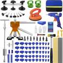 97pcs Dent Puller Kit, Paintless Dent Removal Kit for Dent Repair, Car Dent Repair Kit with Golden Lifter, Bridge Puller, Slide Hammer T-Bar, Car Dent Puller for Car Refrigerator Door Ding Repair