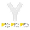 PATIKIL Drain Hose Connector 3-Way Washing Machine Drain Hose Adapter Plastic Hose Extension Adapter with 3Pcs Clamps for 0.55-0.6 Inch Air Conditioner Dishwasher Water Pipe