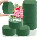 6 Pcs Round Floral Foam Blocks,3 in Green Wet Dry Florist Foam Circles,Artificial Fresh Flower Plant Arrangements Foam for Wedding Party Home DIY Decor Crafts
