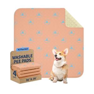 PJYuCien Washable Pee Pads for Dogs 4 Pack, 36" x 36" Non-Slip and Leak-Proof Pee Mat, Puppy Training Pads for Whelping, Playpen, Crate, Bed (Orange)