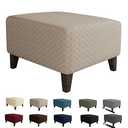 MAXIJIN Jacquard Ottoman Cover Slipcovers Folding Storage Stool Furniture Protector Cover Soft Thick Rectangle Foot Rest Slipcover with Elastic Bottom (Ottoman X-Large, Khaki)