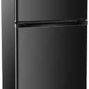 3.2 Cu.Ft Mini Fridge with Freezer, 2 Door Small Refrigerator with Adjustable Thermostat Energy-efficient Low Noise, Compact Fridge for Bedroom, Office, Dorm, Black