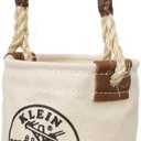 Klein Tools 5104MINI Mini Tool Bucket, All-Purpose Tool Bucket with Leather-Bottom, Nuts and Bolt Bag with Reinforced Rope Handle, Small Utility Pouch
