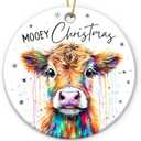 Cow Christmas Ornaments 2025 - Cute Cow Gifts for Women Friends, Ceramic Ornament Farmhouse Decor, Cow Lover Gifts, Unique Animal Lover Gift, Pack Of 2
