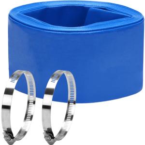 Lay-Flat Pool Backwash Hose - 3" x 25Ft Reinforced Heavy Duty PVC Discharge Hose Weather-Proof Vinyl Pool Drain Hose for Water Transfer with 2 clamps