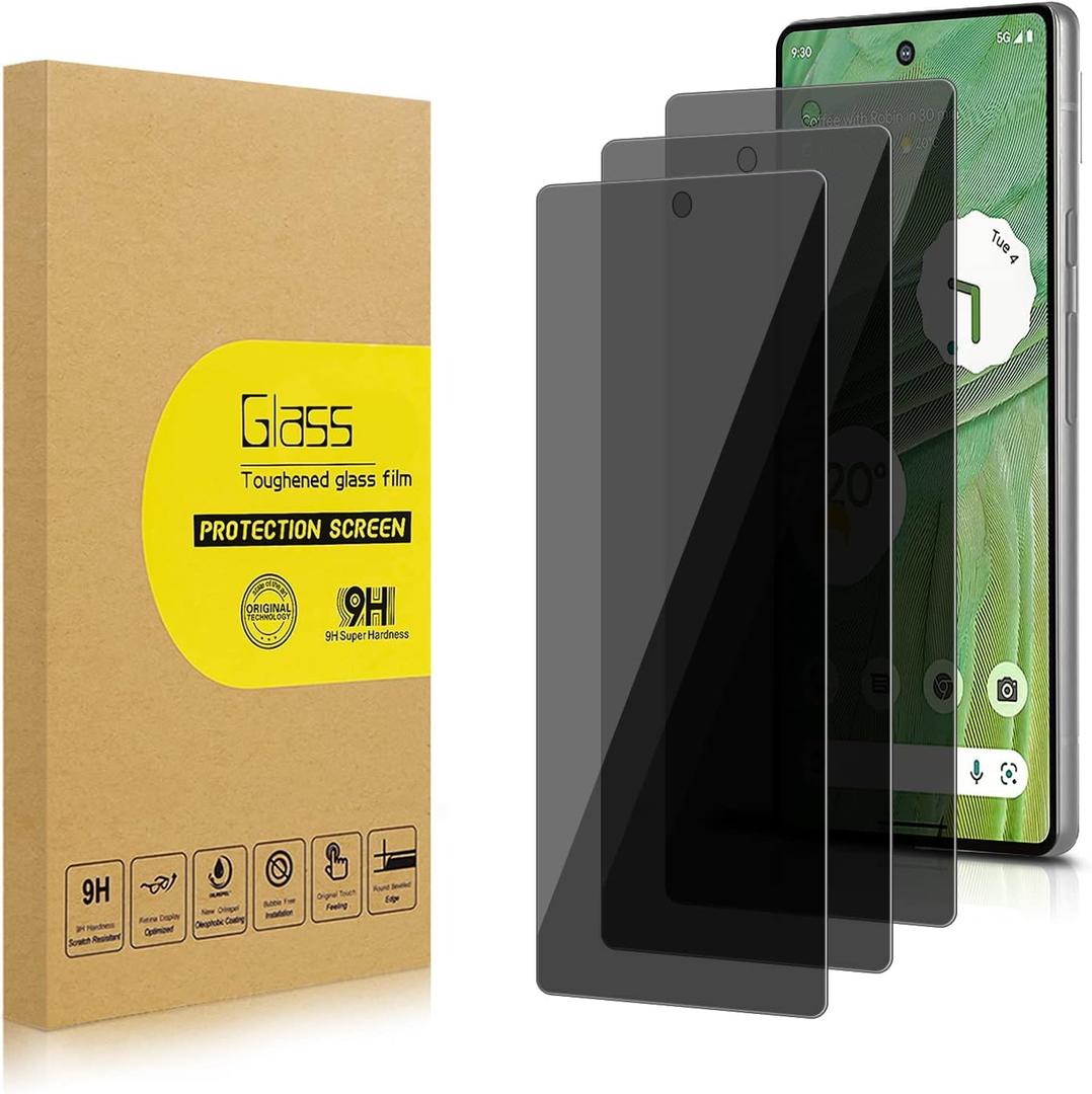 3 Pack Privacy Screen Protector for Google Pixel 7 [Anti-Spy Tempered Glass], Ultra HD, Anti-Scratch, Bubble-Free, Easy Install 9H Protective Glass for Pixl 7