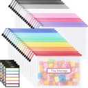 Sooez 36 Pack Mesh Zipper Pouch with Sticky Labels, A4 Mesh Bags, Toy Storage Board Game Puzzles Organization, Sturdy Letter Size File Folders Organizer for Teacher School Classroom Office Supplies