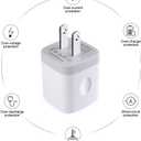 3 x Single Port USB Wall Charger, GiGreen 1A/5V Power Adapter 5 Pack Charging