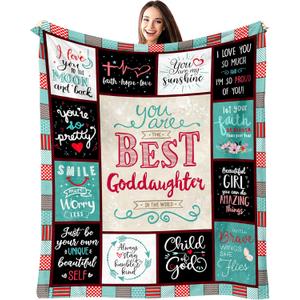 ecarco Goddaughter Gifts - Goddaughter Gifts from Godmother - God Daughter Gifts from Godmother - Gift for Goddaughter from Godfather - Goddaughter Baptism Gifts Throw Blanket 60" X 50"