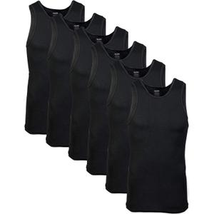 Gildan Men's A-Shirt Tanks, Multipack, Style G1104, Black (6-Pack), Large