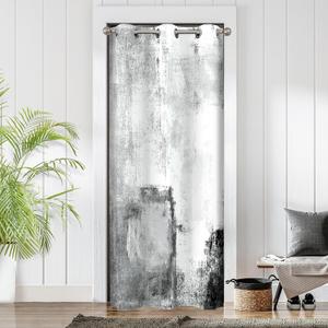 Abstract Door Curtains for Doorways, Grey and White Geometric Blackout Grommet Curtain for Closet or Room Divider, Modern Privacy Door Drapes, 34" W x 79" L