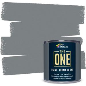 The ONE All-In-One Paint & Primer - Grey Matte, 33.8 Fl Oz/1 Liter | 1 Coat Formula | Easy Indoor & Outdoor Decorating for Home & Garden Walls, Floors & Furniture | Water-Based & Low VOC