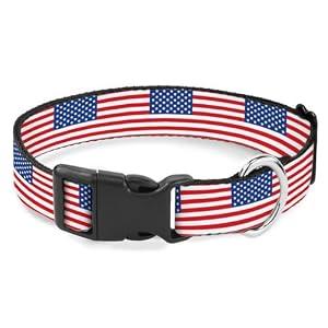 USA Flag Red White Stripes Pet Collars Dog Collars Soft Elastic Neck Strap for Female Male Puppy Cats, One Size