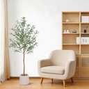 Olive Trees Artificial Indoor, 5ft Artificial Plants Indoor with White Planter, Lifelike Fruits and Realistic Leaves - Indoor Tall Faux Olive Trees for Modern Home Office Living Room Decor
