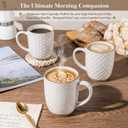 GBhome Large Coffee Mugs Set of 4, 16oz Handmade Embossed Coffee Mugs Set with Large Handle for Cappuccino/Latte/Tea/Hot Cocoa, Dishwasher & Microwave Safe, Off White