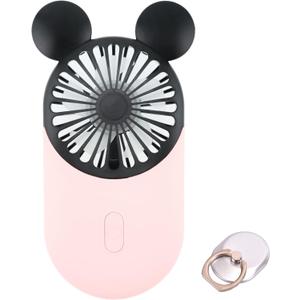 Cute Handheld Mini USB Fan, Rechargeable Portable Fan, 3 Adjustable Speeds and Wearable Accessories, Pocket Size for Indoor Or Outdoor Activities (Pink)
