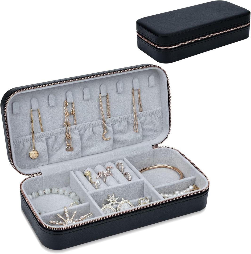 Travel Jewelry Box Jewelry Organizer for Travel Jewellery Organizers Box Jewelry Box for Women on Hallowmas Christmas Valentine's Birthday Black