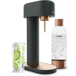 Mysoda Ruby 2 Sparkling Water Maker - Soda Streaming Machine Silent Carbonated Water Machine Robust Long-Lasting Aluminium Soda Maker 1L Water Bottle Without CO2 Cylinder - Black Copper Soda Machine