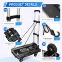 Folding Hand Truck,500lbs Foldable Moving Dolly Cart,Luggage Cart with 5 Wheels & Brakes,Portable Hand Cart Collapsible Dolly with Adjustable Handle & 2 Ropes for Travel Shopping Airport Office (5 Wheels-s)