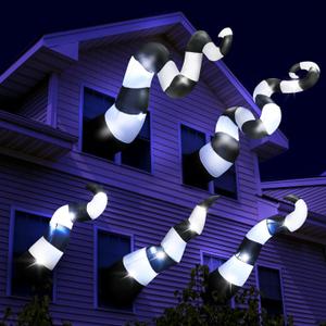 Libima 5 Pcs 5 ft Halloween Inflatable Lighted Giant Sandworm with Build in LED Broke Out from Window Blow up Decor for Halloween Window Decoration Outdoor Yard Lawn Garden Holiday Party
