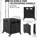 Boltly Folding Utility Cart Portable Rolling Crate Handcart Shopping Trolley Collapsible Tool Box, with Lid, Basket on 4 Rotating Wheels, for Grocery, Garden, Office, Storage, Teacher, Tool (Black)