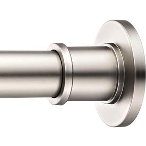 BRIOFOX Industrial Shower Curtain Rod - Spring Tension Shower Rod 43-72 Inch Tension Curtain Rod for Window or Bathroom, Satin Nickel