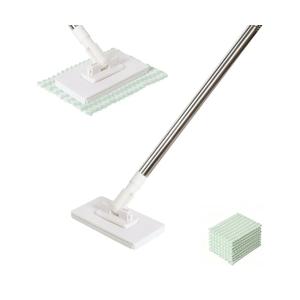 Snap Grip Mini Mop,Cloth Changing Mini Mop,Zero Touch MiniMop,Automatic Hands Free Push Pull Handle,Disposable Dust Mop with 10 Reusable Cloths for Wall Bathroom Toilet Corners Cleaning