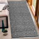 Chardin home 100% Cotton Diamond 2x5 Runner Rug Fully Reversible, Machine Washable, Black and White 21"×34"