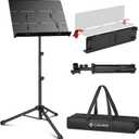 CAHAYA Foldable Sheet Music Stand with Tri-fold Panel Portable Music Stand with Carrying Bag Matte Frosted Metal Material Sturdy Height Adjustable CY0317 (Standard (Max 56"))