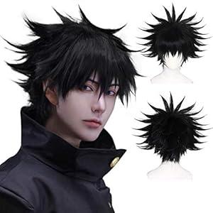 JoneTing Black Layered Wig Cosplay Costume Synthetic Short Natural Wavy Wigs for Halloween Cosplay