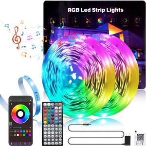 150FT Led Lights for Bedroom, Color Changing RGB Led Strip Lights Indoor, Music Sync Led Light Strip with Remote and App Control, DIY Led Lights for Room Home Decor Ambient Lighting (2 * 75FT)