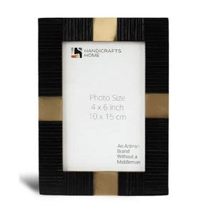 Handicrafts Home Black Picture Frame, Handmade Resin & Brass 5x7 Frame for Christmas Decor & Holiday Giftings, Deco Collection Photo Frames for Home & Wall Decor, Shelf & Desk Decor & Gallery Wall