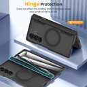 Caka for Samsung Galaxy Z Fold 7 Case [Compatible with MagSafe] [Hinge Protection] [Built-in Screen Protector] [Pen-Slot] Translucent Hard Shockproof Magnet Phone Cover for Zfold 7 - Black