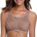 Wingslove Women's High Impact Sports Bra  Wirefree Full Coverage Non Padded Workout Bra for Plus Size Bust (46C, Amber)