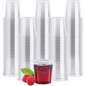 JOLLY CHEF 500 Pack Plastic Shot Glasses, 1 oz Clear Disposable Jelly Cups Reusable Perfect for Wine Tasting, Whiskey, Food Samples, Halloween, Thanksgiving Party, Wedding, Christmas