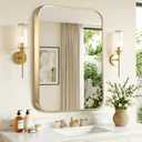 TITAMEG Gold Bathroom Mirror for Over Sink, 24"x36" Aluminum Frame Rectangle Wall Mirror, Modern Decorative Vanity Mirror for Living Room, Bedroom, Gold