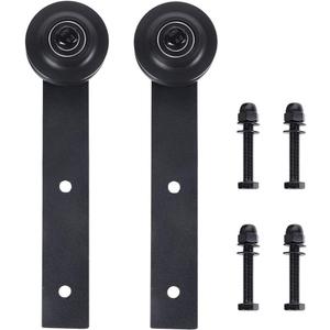 Carbon Steel Door Pulley with Long Rail, Smooth and Low Noise Sliding Door Track Rail Roller for Barn and Farm Hardware Accessories