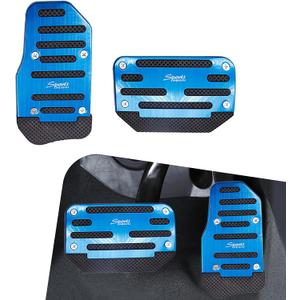 2 PCS Car Accelerator Brake Pedal Kit, Metal Rubber Sports Style Non-Slip Wear-Resistant Pedal Modification Pedal, Car Replacement Parts, for Most Automatic Transmission Vehicles (Blue)