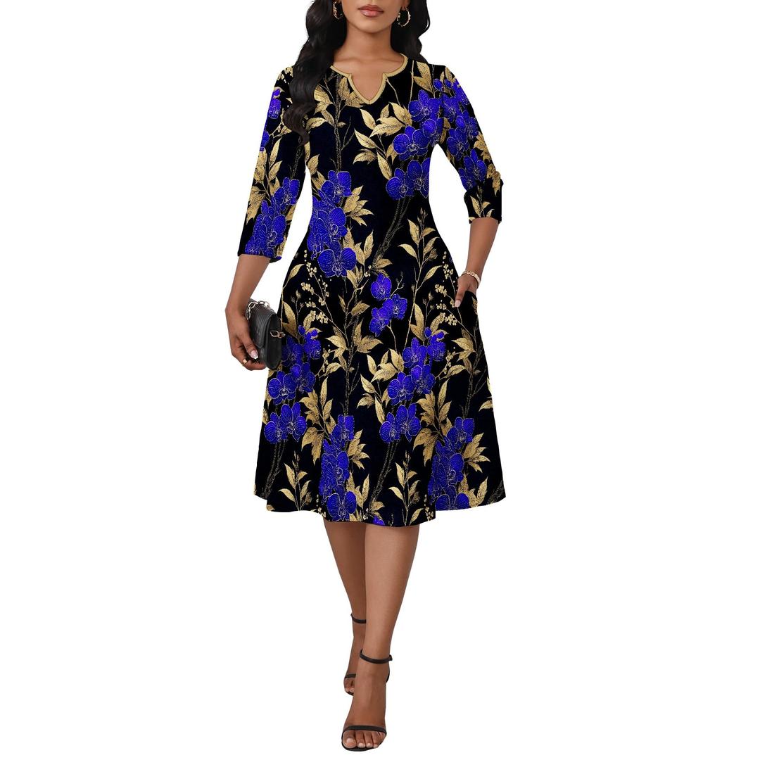 Womens Plus Size Midi Dress Semi Formal Dresses Church Outfits A line Skater Modest Flowy Summer Clothes Ladies Suits Cocktail S (Black, S)