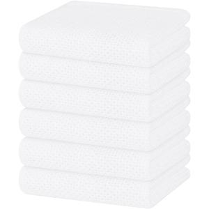 Homaxy 100% Cotton Waffle Weave Kitchen Dish Towels, Ultra Soft Absorbent Quick Drying Cleaning Towel, 13 x 28 Inches, 6-Pack, White